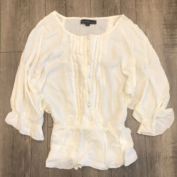 Love Stitch Tops - Cream Bohemian Blouse